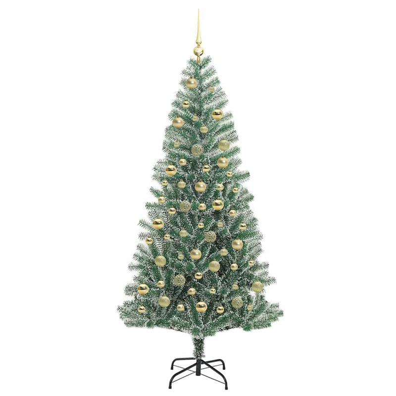 vidaXL Mű karácsonyi fa hóval borítva LED fényekkel 210 cm