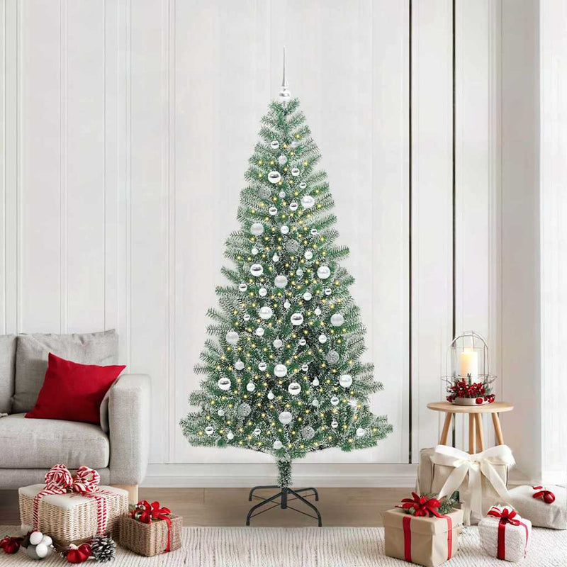 vidaXL Mű karácsonyi fa hóval borítva LED fényekkel 210 cm