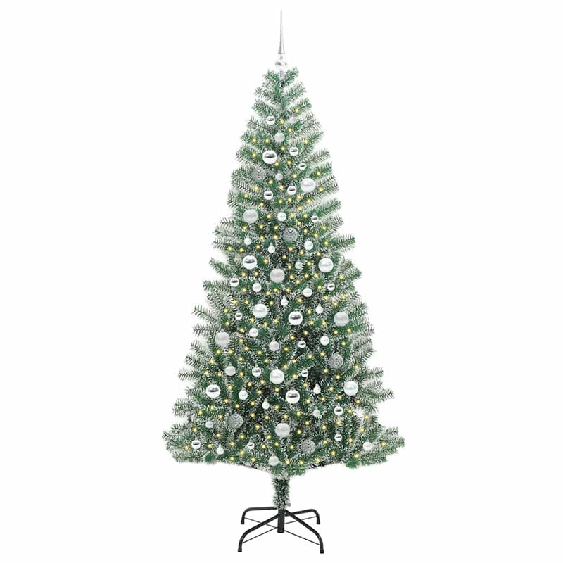 vidaXL Mű karácsonyi fa hóval borítva LED fényekkel 210 cm