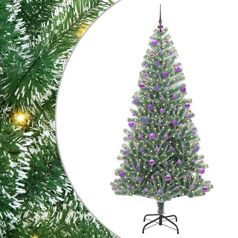 vidaXL Mű karácsonyi fa hóval borítva LED fényekkel 210 cm