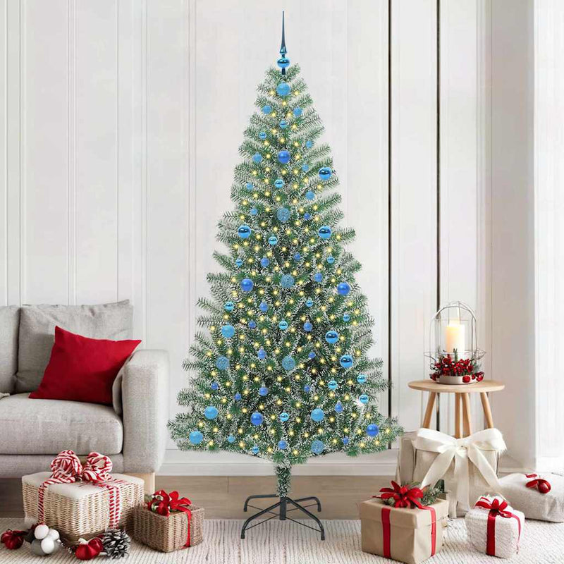vidaXL Mű karácsonyi fa hóval borítva LED fényekkel 210 cm