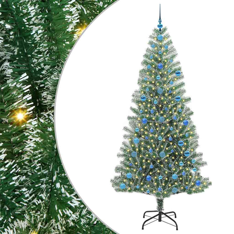 vidaXL Mű karácsonyi fa hóval borítva LED fényekkel 210 cm