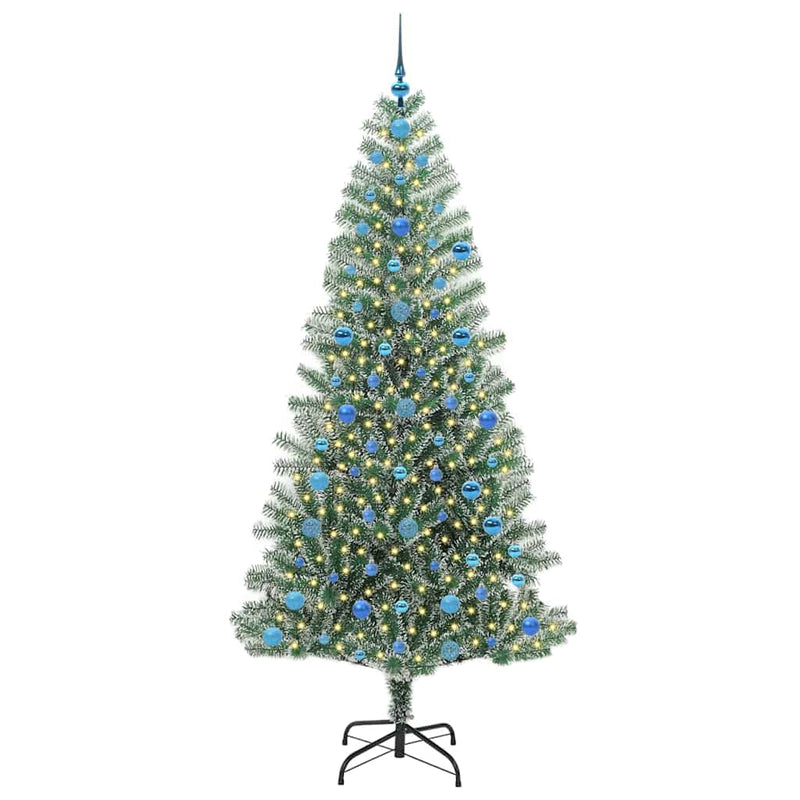 vidaXL Mű karácsonyi fa hóval borítva LED fényekkel 210 cm
