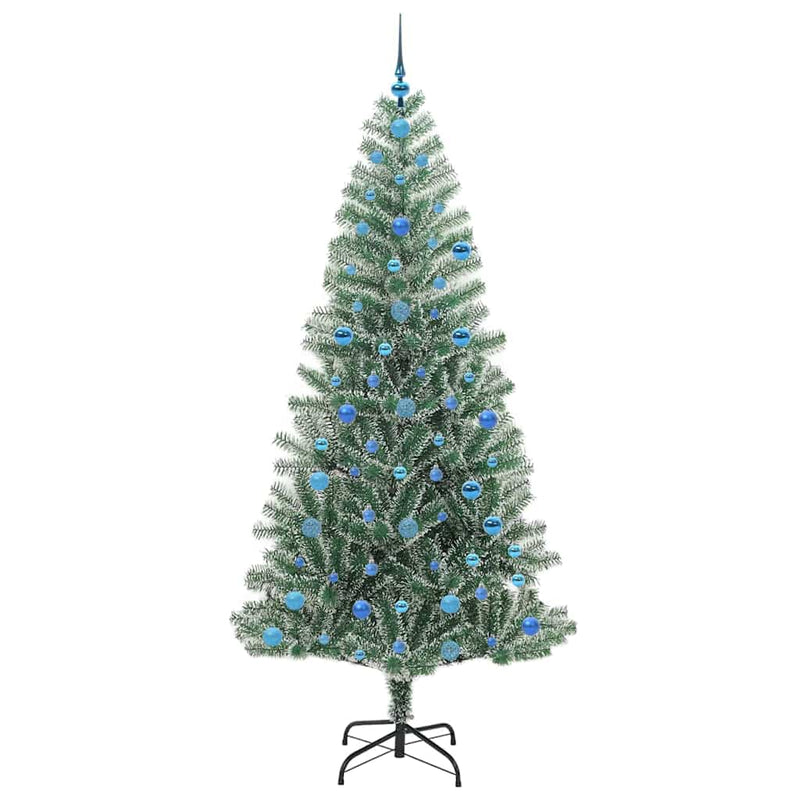 vidaXL Mű karácsonyi fa hóval borítva LED fényekkel 210 cm