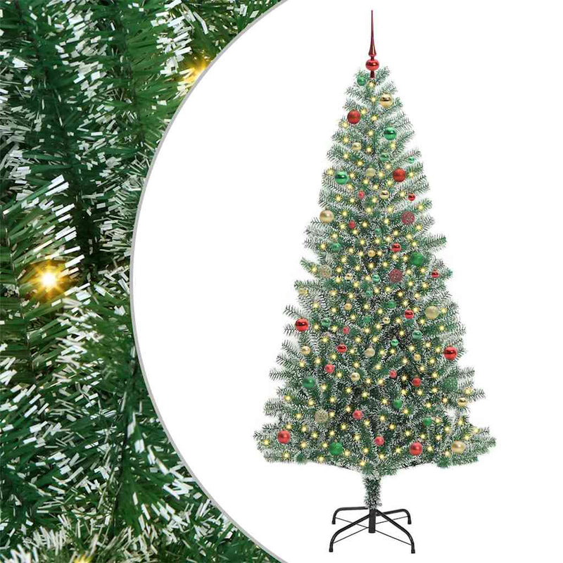 vidaXL Mű karácsonyi fa hóval borítva LED fényekkel 210 cm