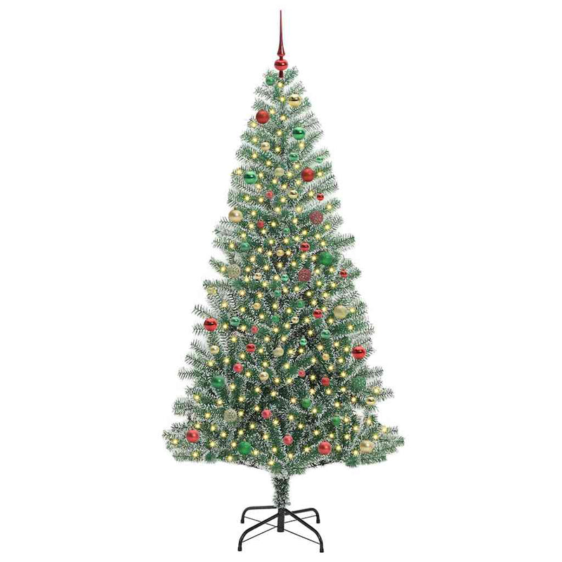 vidaXL Mű karácsonyi fa hóval borítva LED fényekkel 210 cm