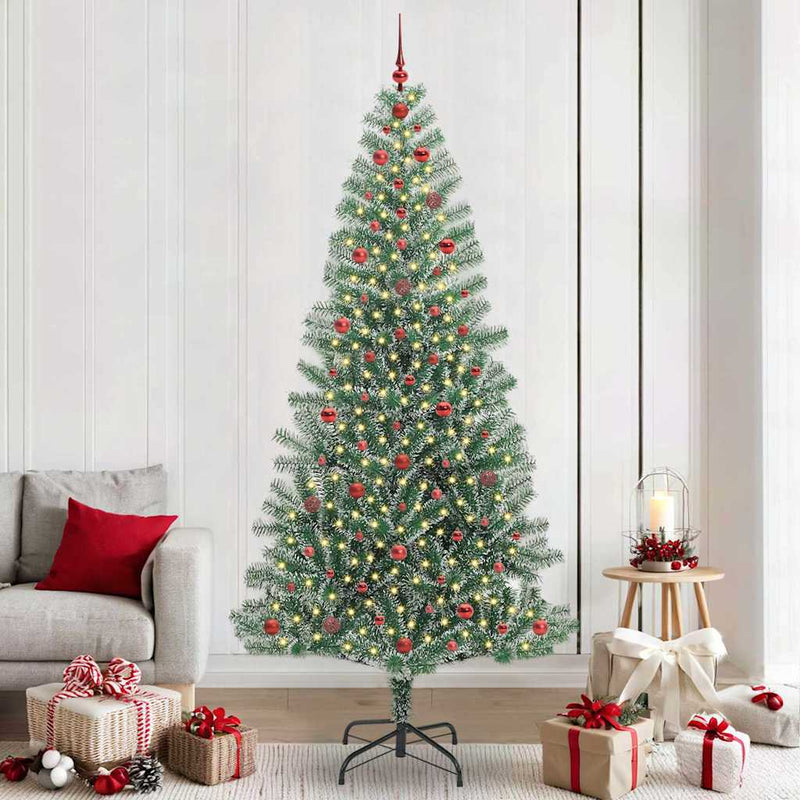 vidaXL Mű karácsonyi fa hóval borítva LED fényekkel 240 cm