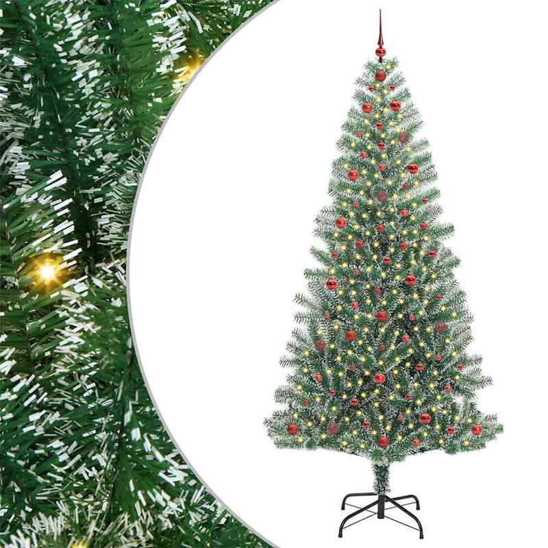 vidaXL Mű karácsonyi fa hóval borítva LED fényekkel 240 cm