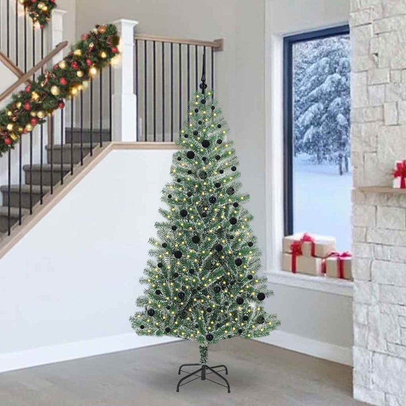vidaXL Mű karácsonyi fa hóval borítva LED fényekkel 240 cm