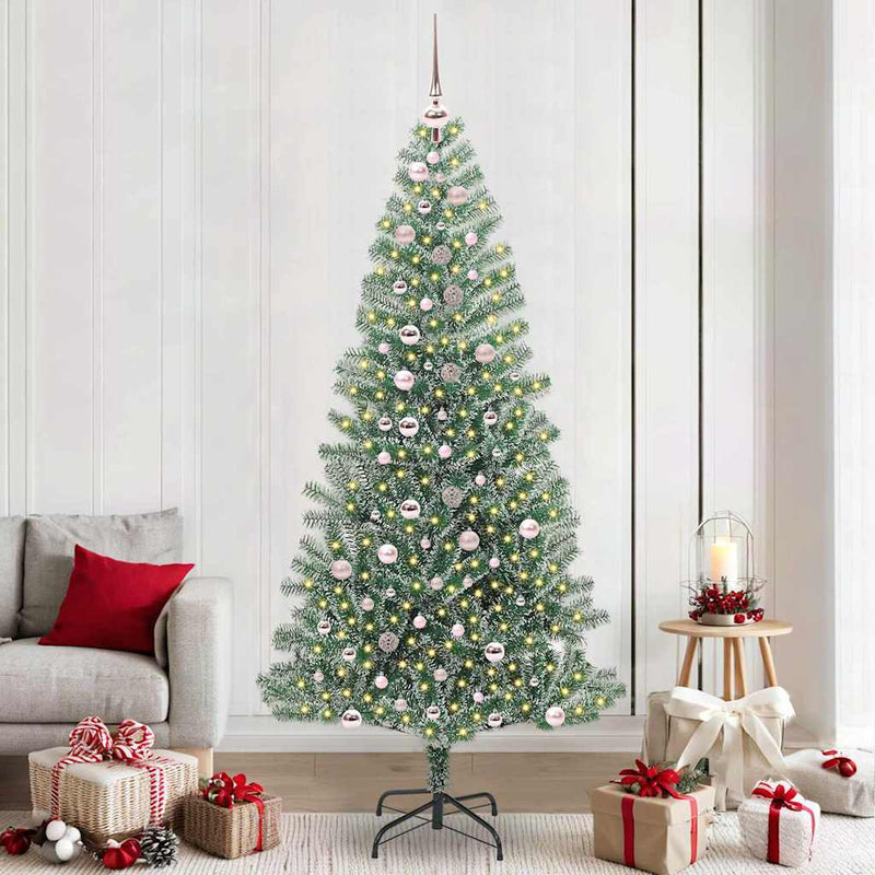 vidaXL Mű karácsonyi fa hóval borítva LED fényekkel 240 cm