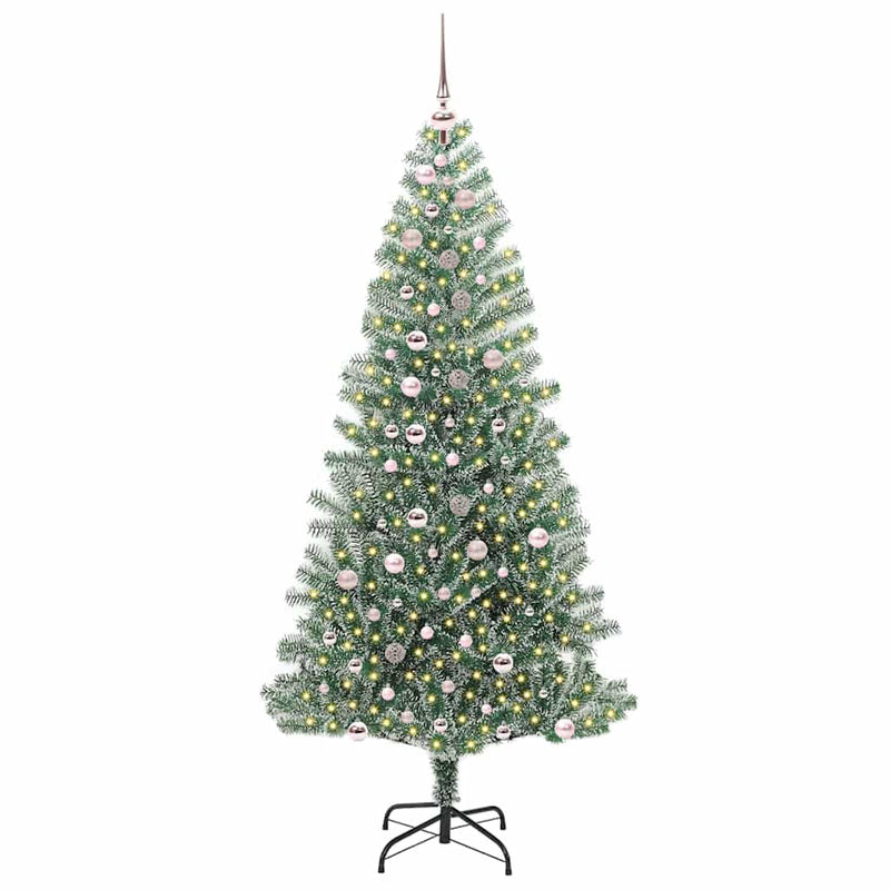 vidaXL Mű karácsonyi fa hóval borítva LED fényekkel 240 cm
