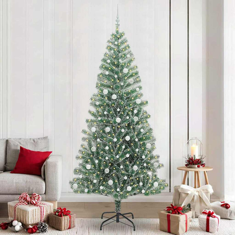 vidaXL Mű karácsonyi fa hóval borítva LED fényekkel 240 cm