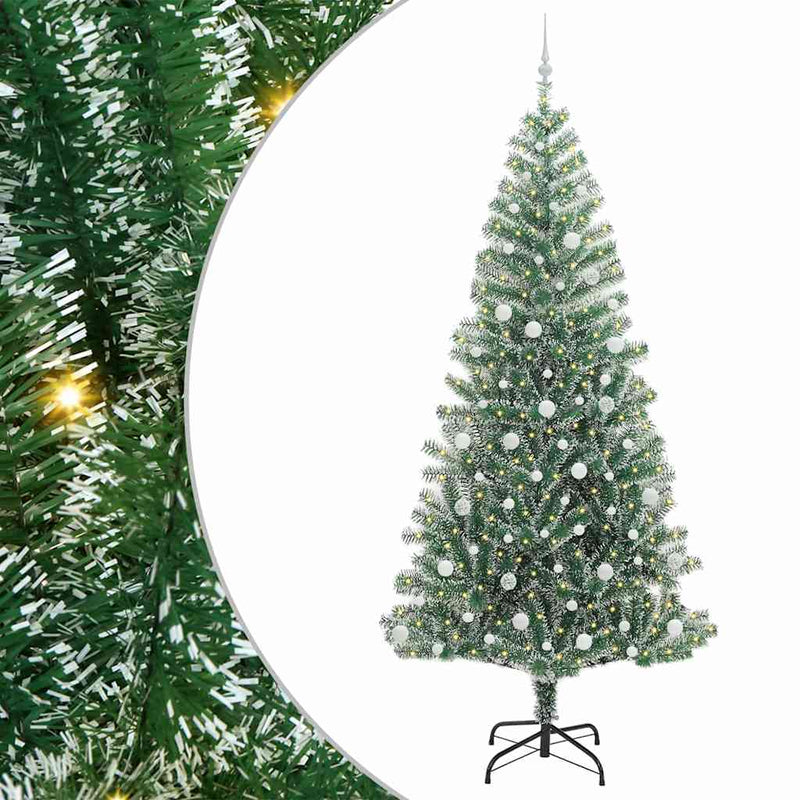 vidaXL Mű karácsonyi fa hóval borítva LED fényekkel 240 cm