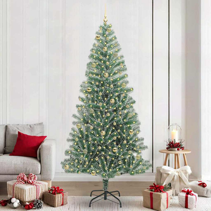 vidaXL Mű karácsonyi fa hóval borítva LED fényekkel 240 cm