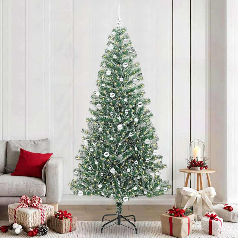 vidaXL Mű karácsonyi fa hóval borítva LED fényekkel 240 cm