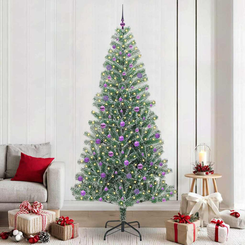 vidaXL Mű karácsonyi fa hóval borítva LED fényekkel 240 cm