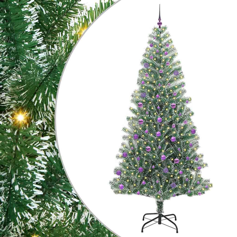 vidaXL Mű karácsonyi fa hóval borítva LED fényekkel 240 cm