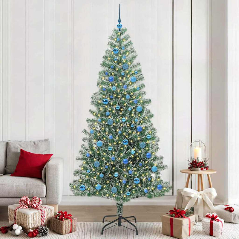 vidaXL Mű karácsonyi fa hóval borítva LED fényekkel 240 cm