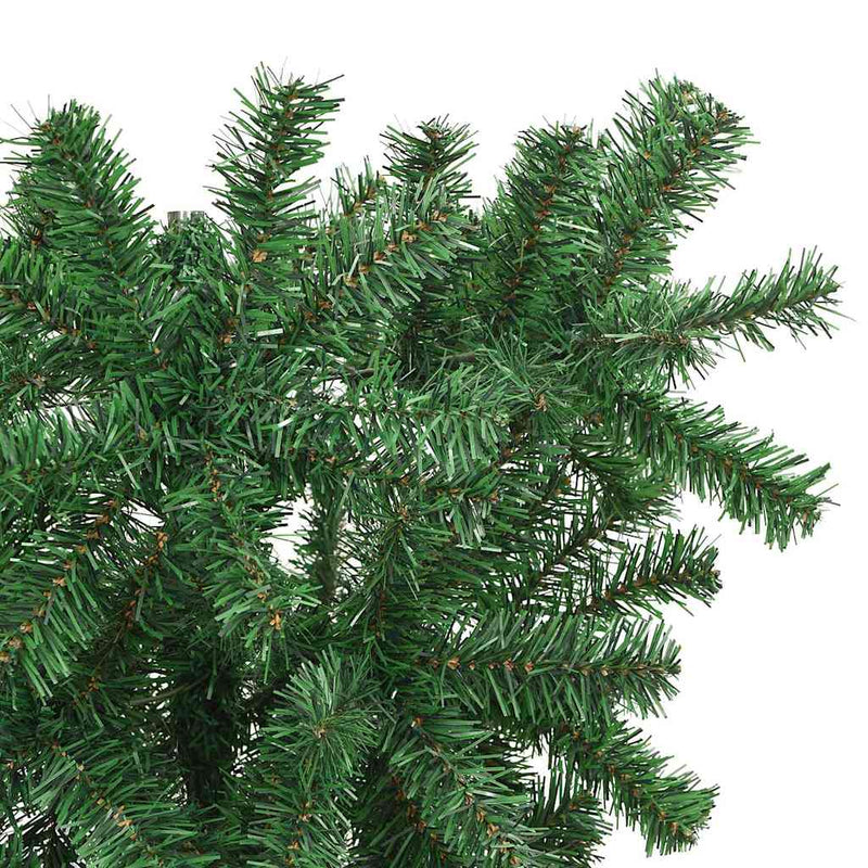 vidaXL Felfordított műfenyő LED világítással és gömb készlettel 120 cm