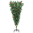 vidaXL Felfelé álló műfenyő, előre kivilágítva labdasorral Zöld 150 cm