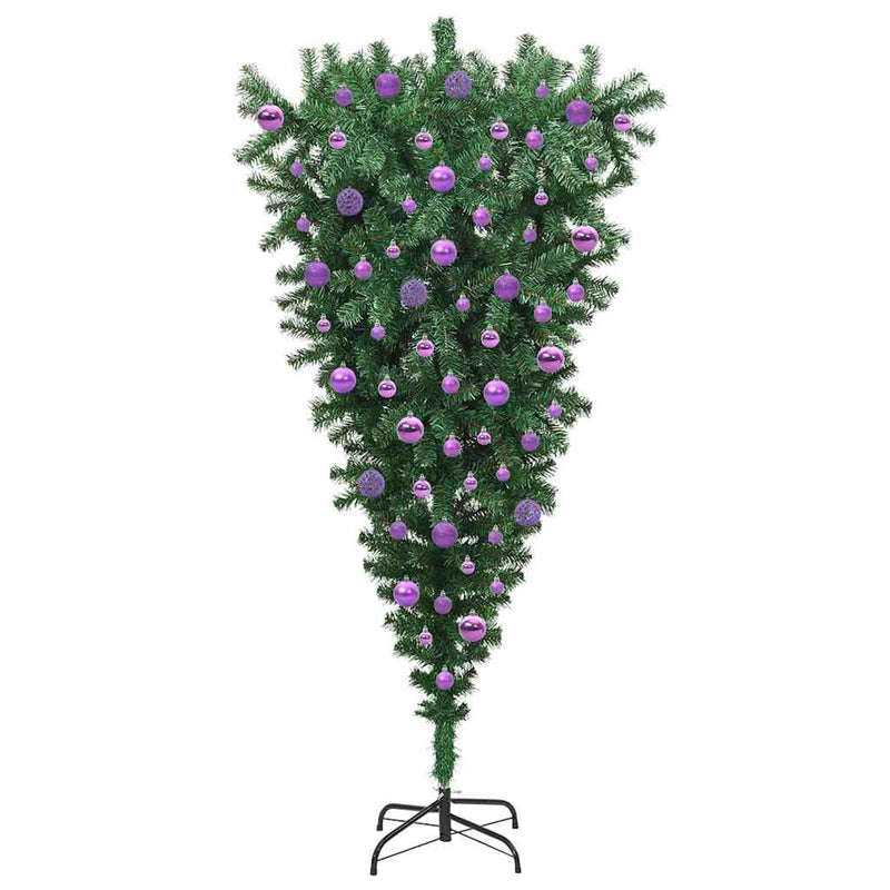 vidaXL Fejre állítható műfenyő világító gömbbel Zöld 180 cm PVC