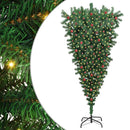 vidaXL Fejjel lefelé álló műfenyő, előre világítva, gömbdíszes szett