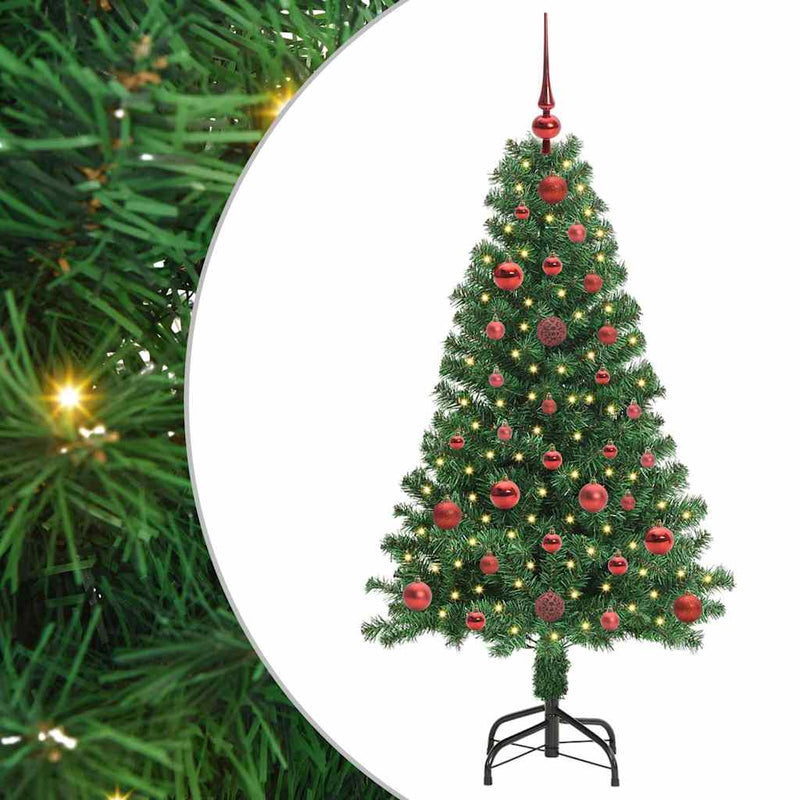 vidaXL Mű karácsonyfa 150 LED-del Zöld 120 cm PVC és Acél és Műanyag