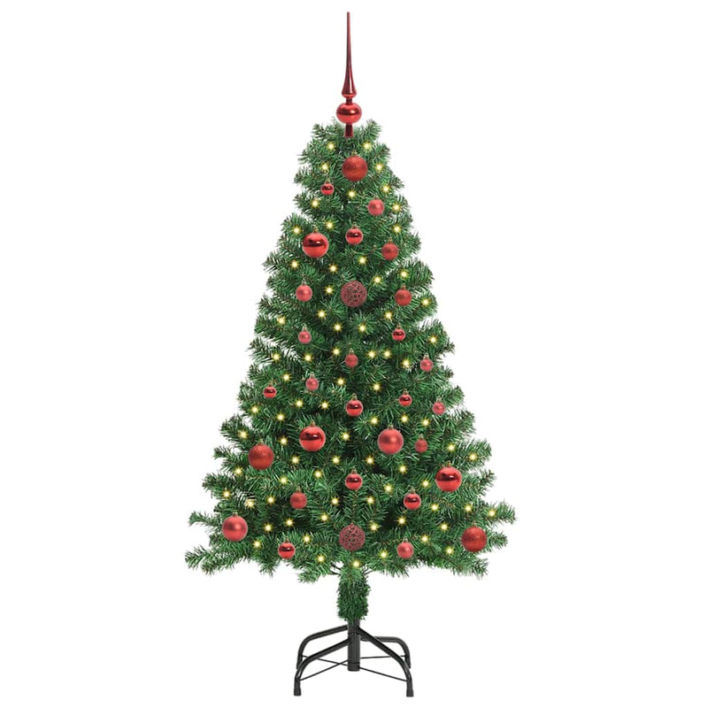 vidaXL Mű karácsonyfa 150 LED-del Zöld 120 cm PVC és Acél és Műanyag