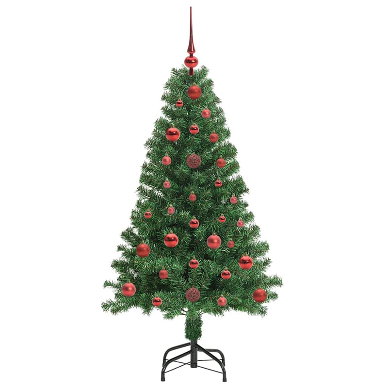 vidaXL Mű karácsonyfa 150 LED-del Zöld 120 cm PVC és Acél és Műanyag