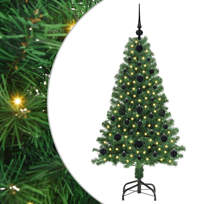vidaXL Mű karácsonyfa 150 LED-del Zöld 120 cm PVC és Acél és Műanyag