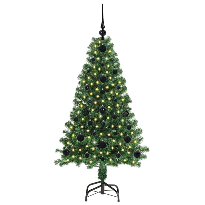 vidaXL Mű karácsonyfa 150 LED-del Zöld 120 cm PVC és Acél és Műanyag
