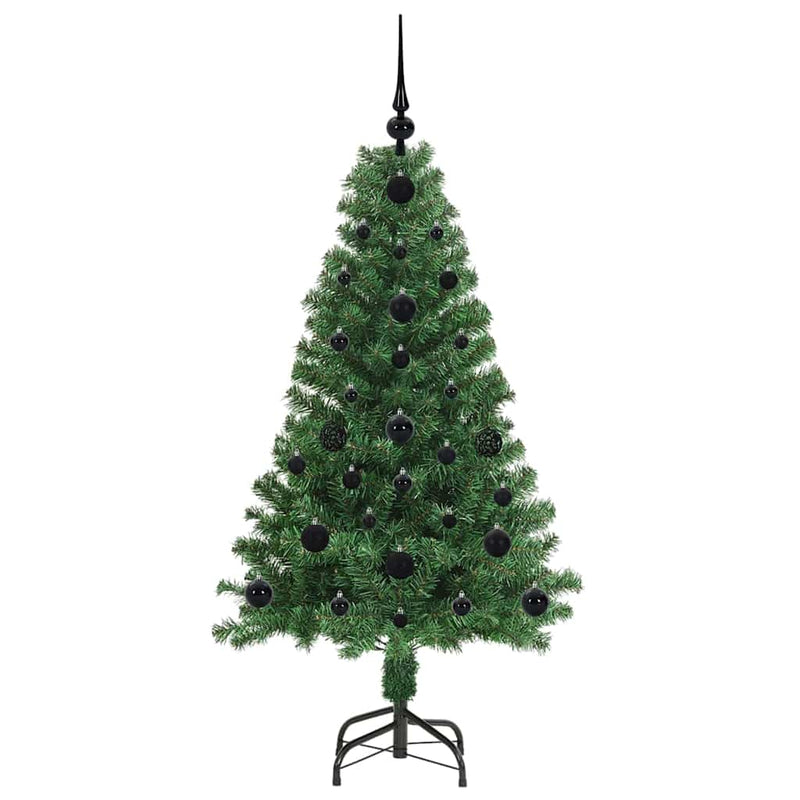 vidaXL Mű karácsonyfa 150 LED-del Zöld 120 cm PVC és Acél és Műanyag