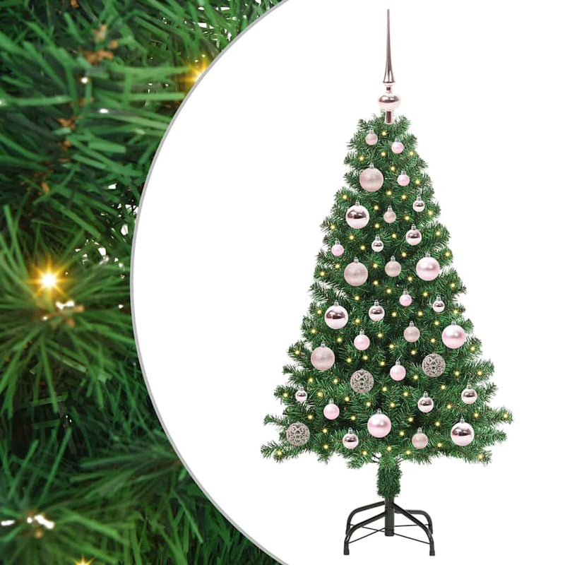 vidaXL Mű karácsonyfa 150 LED-del Zöld 120 cm PVC és Acél és Műanyag
