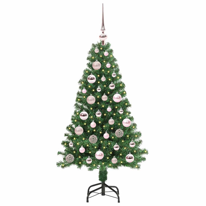 vidaXL Mű karácsonyfa 150 LED-del Zöld 120 cm PVC és Acél és Műanyag