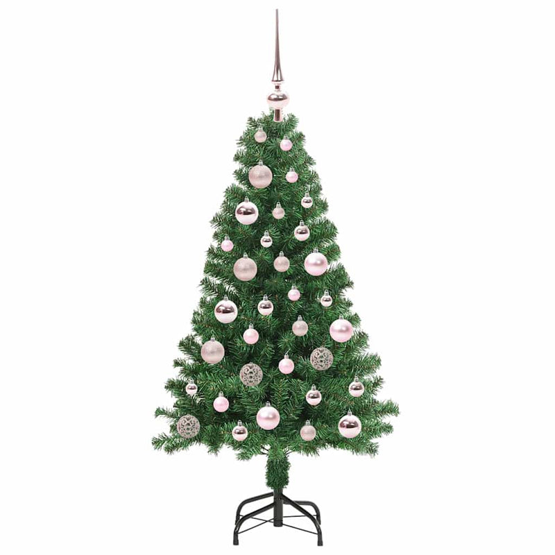 vidaXL Mű karácsonyfa 150 LED-del Zöld 120 cm PVC és Acél és Műanyag