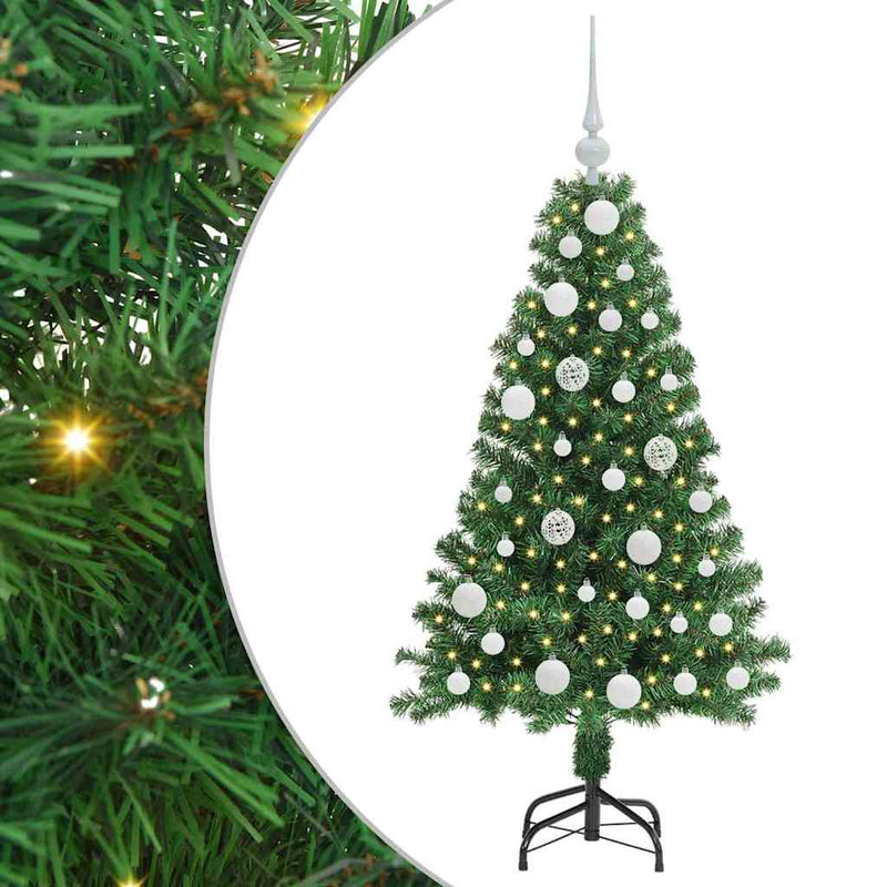 vidaXL Mű karácsonyfa 150 LED-del Zöld 120 cm PVC és Acél és Műanyag
