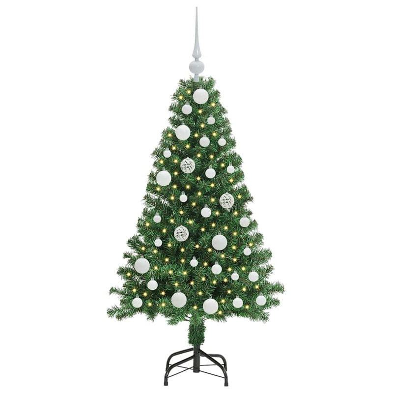 vidaXL Mű karácsonyfa 150 LED-del Zöld 120 cm PVC és Acél és Műanyag