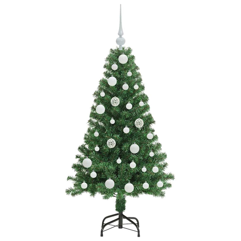 vidaXL Mű karácsonyfa 150 LED-del Zöld 120 cm PVC és Acél és Műanyag