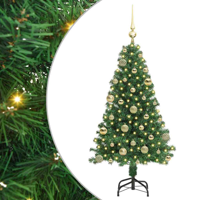 vidaXL Mű karácsonyfa 150 LED-del Zöld 120 cm PVC és Acél és Műanyag