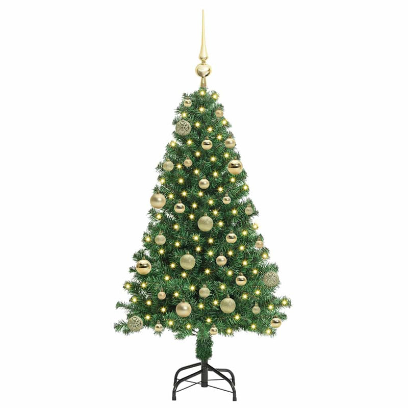 vidaXL Mű karácsonyfa 150 LED-del Zöld 120 cm PVC és Acél és Műanyag