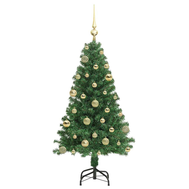 vidaXL Mű karácsonyfa 150 LED-del Zöld 120 cm PVC és Acél és Műanyag