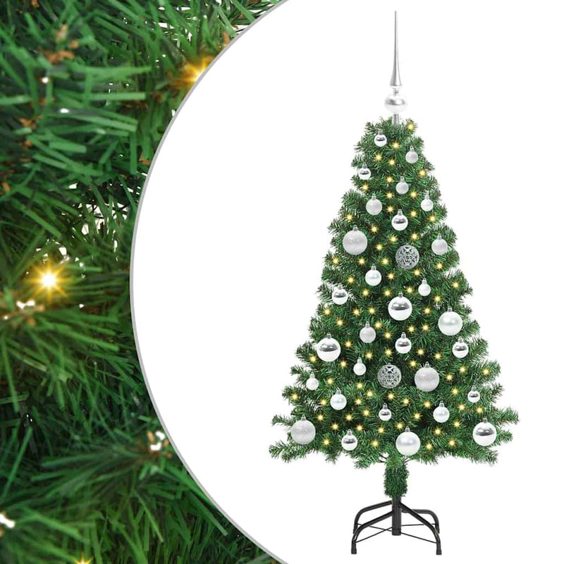 vidaXL Mű karácsonyfa 150 LED-del Zöld 120 cm PVC és Acél és Műanyag