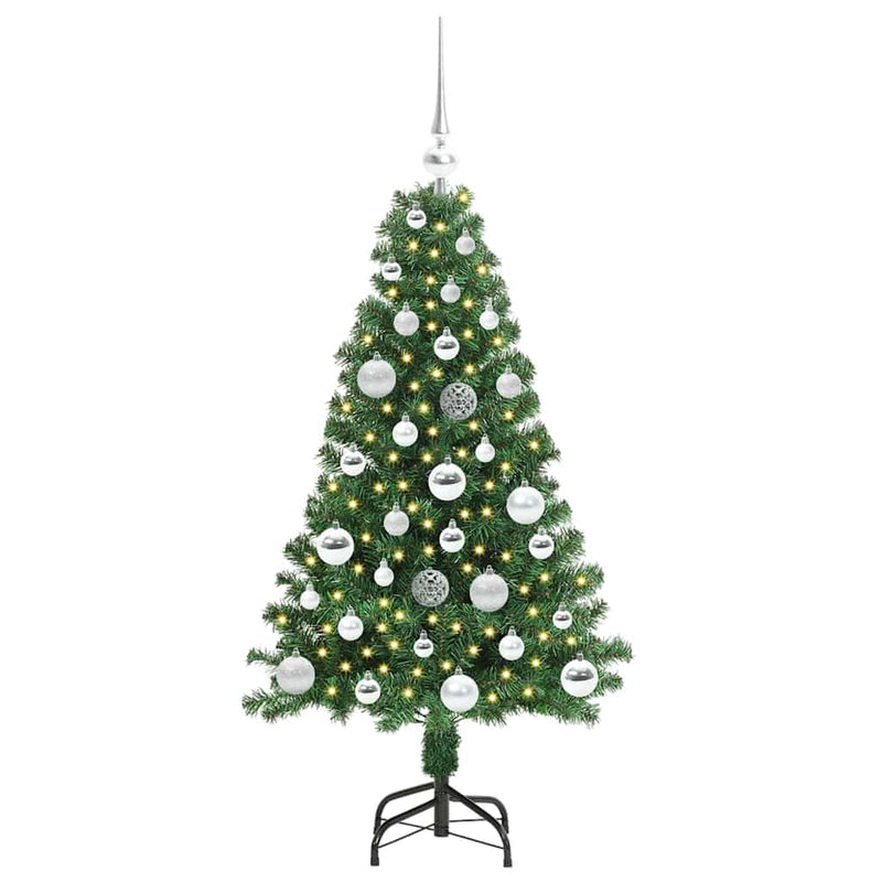 vidaXL Mű karácsonyfa 150 LED-del Zöld 120 cm PVC és Acél és Műanyag