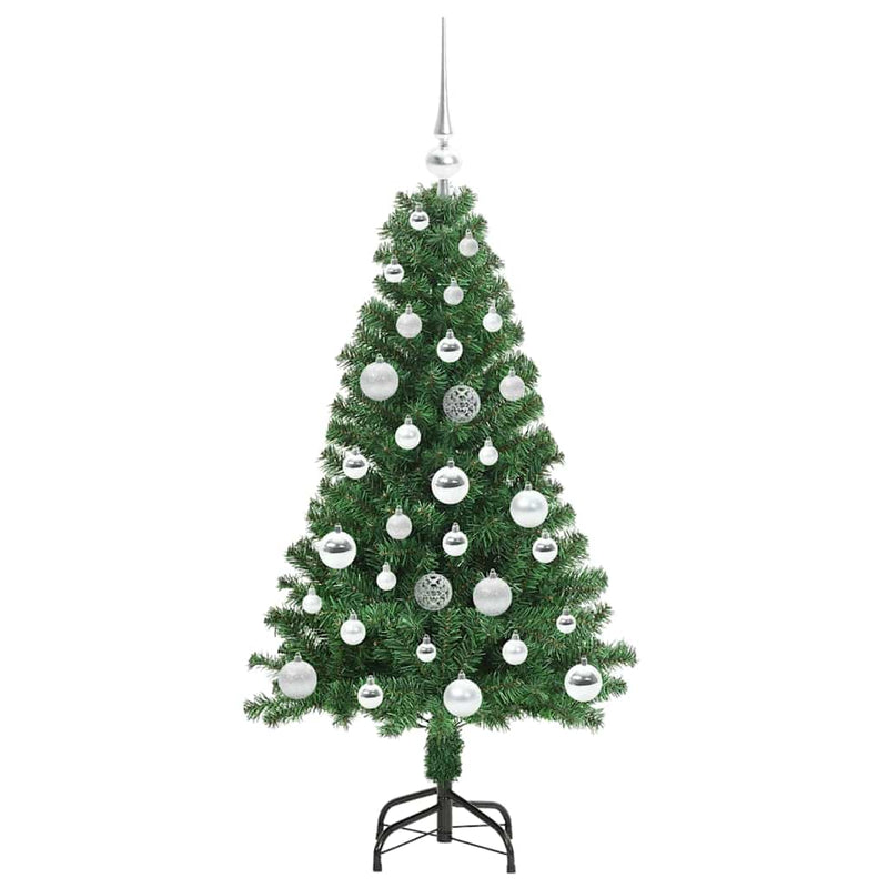 vidaXL Mű karácsonyfa 150 LED-del Zöld 120 cm PVC és Acél és Műanyag