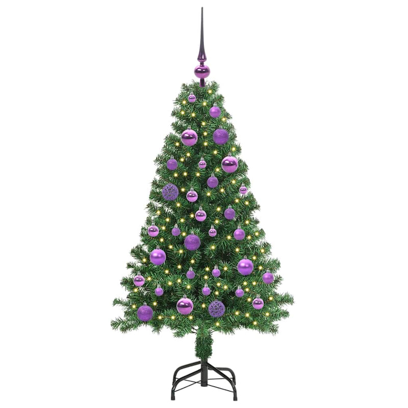 vidaXL Mű karácsonyfa 150 LED-del Zöld 120 cm PVC és Acél és Műanyag