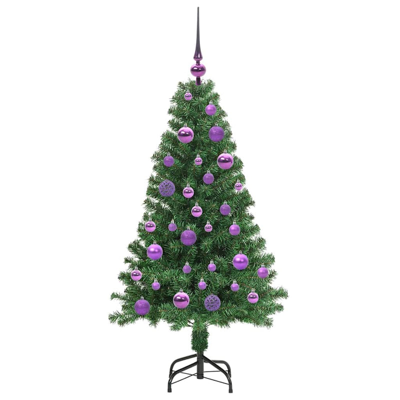 vidaXL Mű karácsonyfa 150 LED-del Zöld 120 cm PVC és Acél és Műanyag