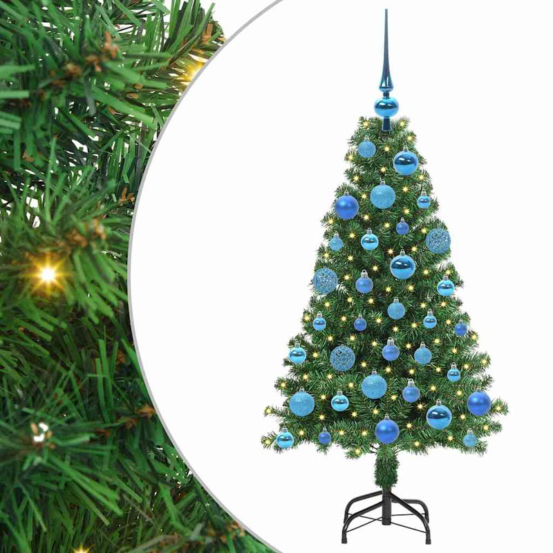 vidaXL Mű karácsonyfa 150 LED-del Zöld 120 cm PVC és Acél és Műanyag