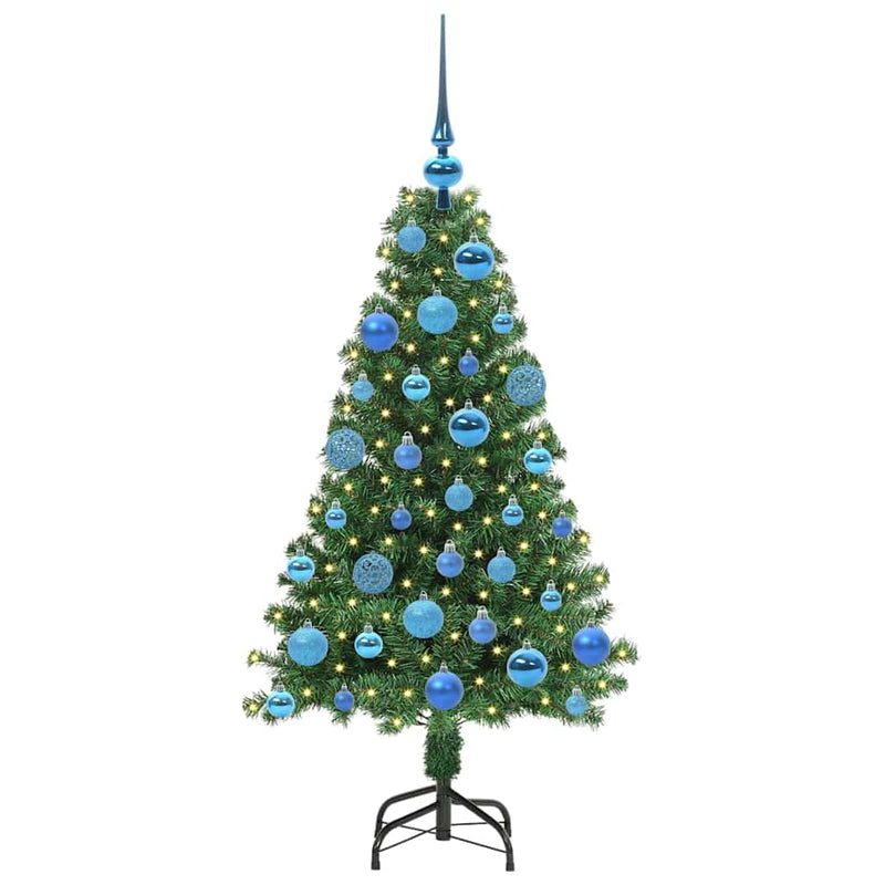 vidaXL Mű karácsonyfa 150 LED-del Zöld 120 cm PVC és Acél és Műanyag