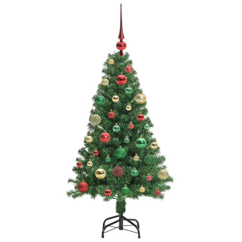 vidaXL Mű karácsonyfa 150 LED-del Zöld 120 cm PVC és Acél és Műanyag