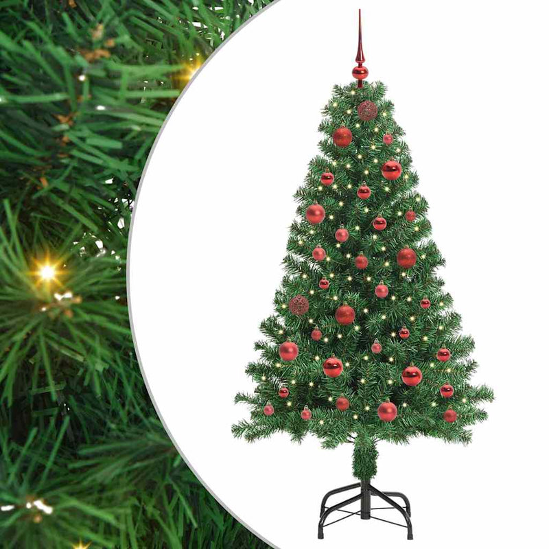 vidaXL Mű karácsonyfa 150 LED-del Zöld 150 cm PVC és Acél és Műanyag